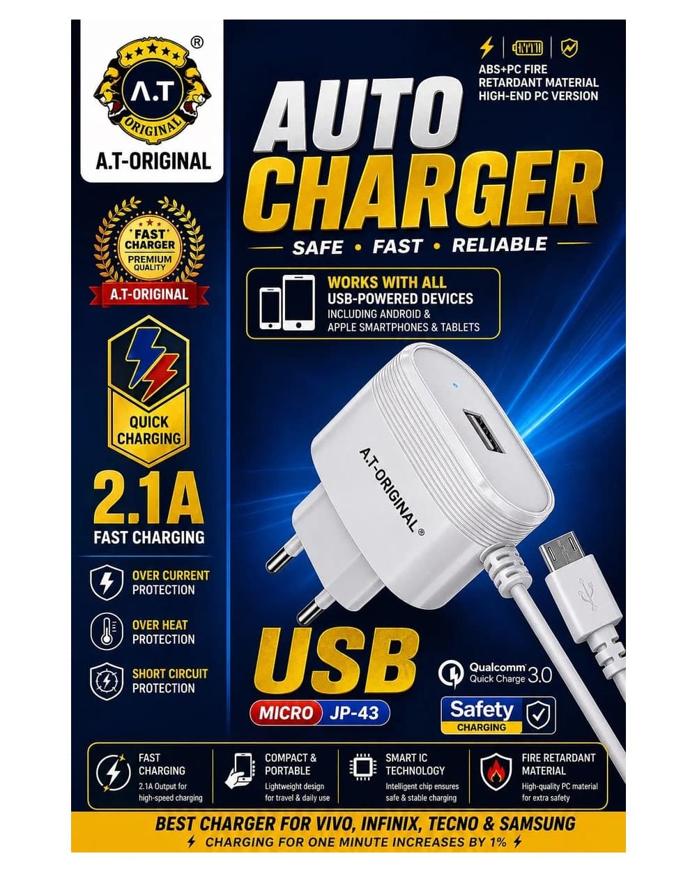 AT ORIGINAL - Auto USB Charger (JP-43 Micro) — AUTO CHARGER